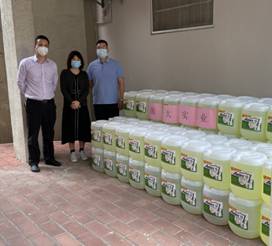 南大集團向番禺區應急管理區，街道辦事處，公安局，交警大隊捐贈防疫消毒水